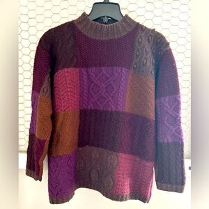 LL Bean multi color, purple and brown 100% wool-size M